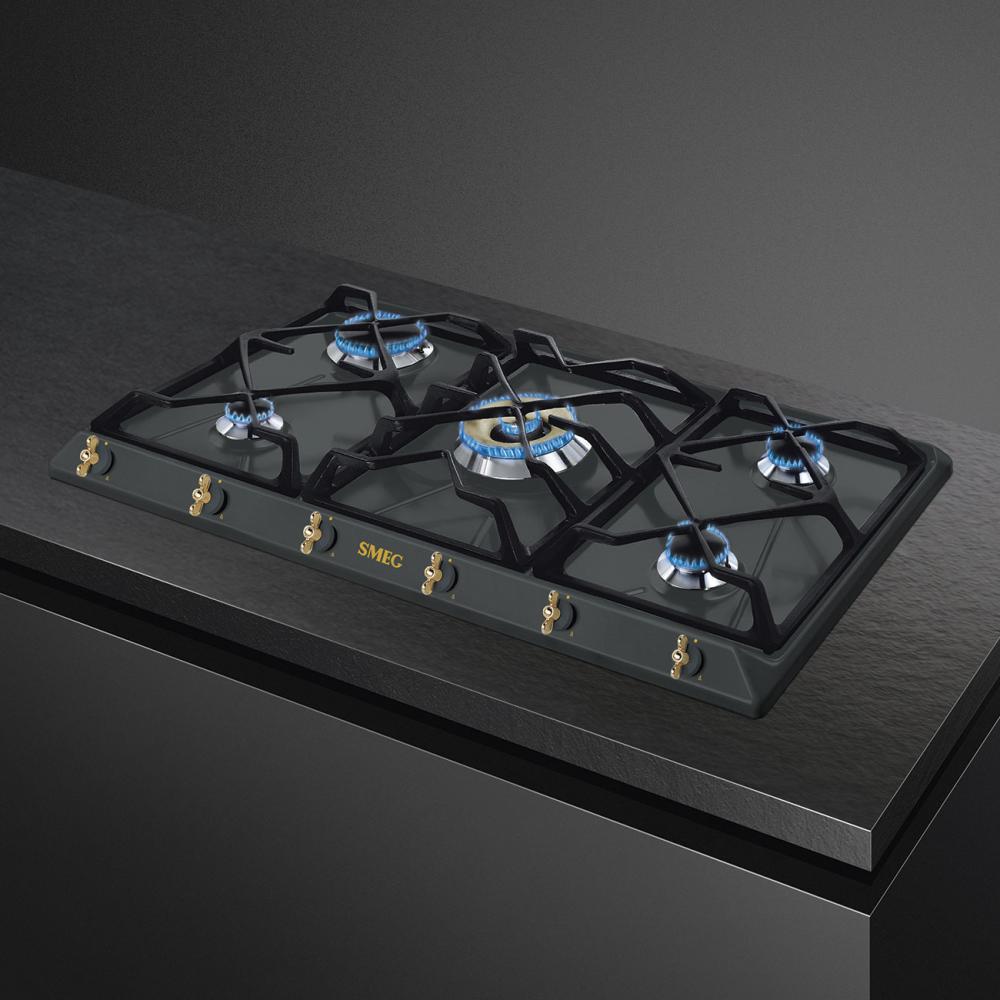 Plynová varná deska s 5 varnými zónami, 90 cm, SRV896, černá