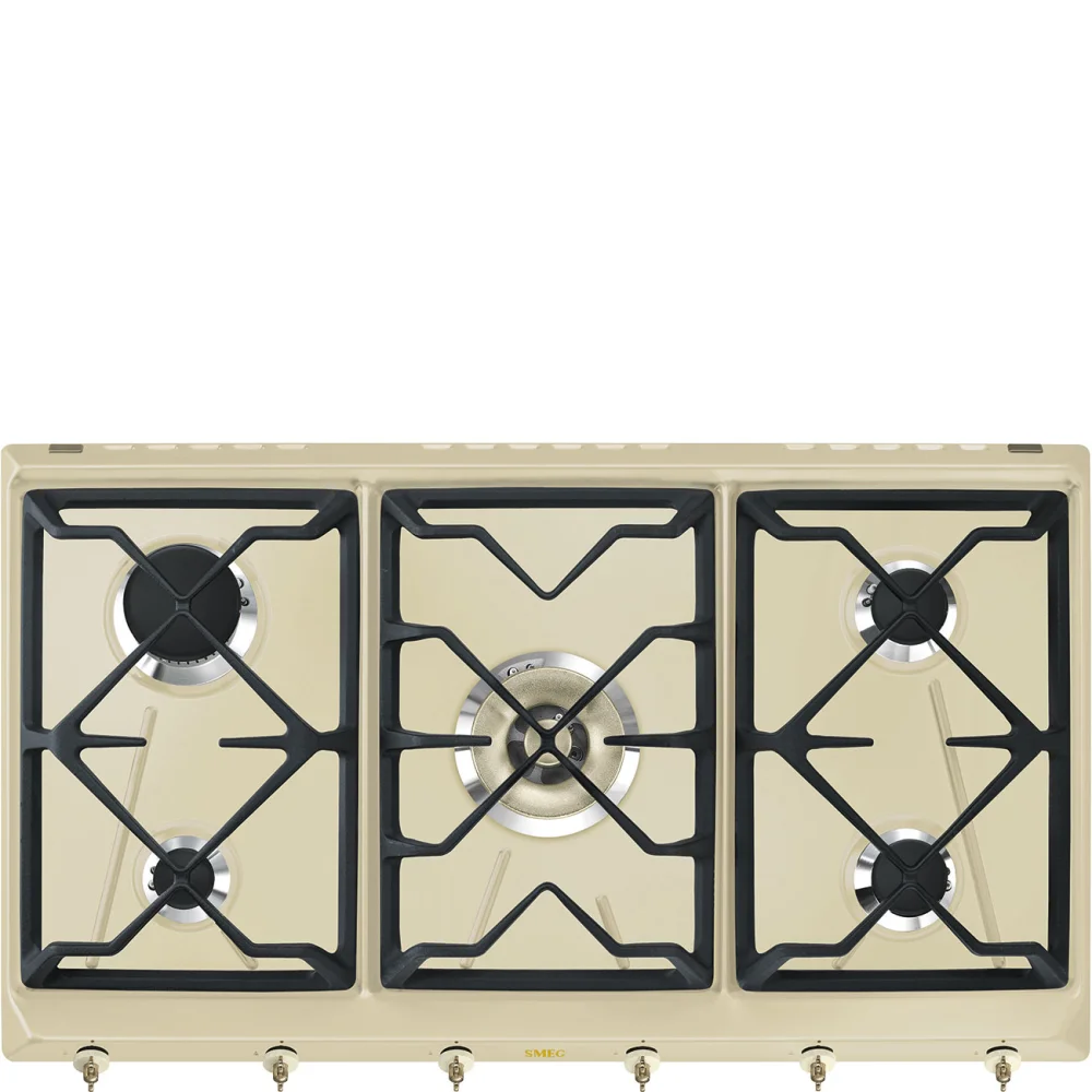 Plynová varná deska s 5 varnými zónami, 90 cm, SRV896, krémová