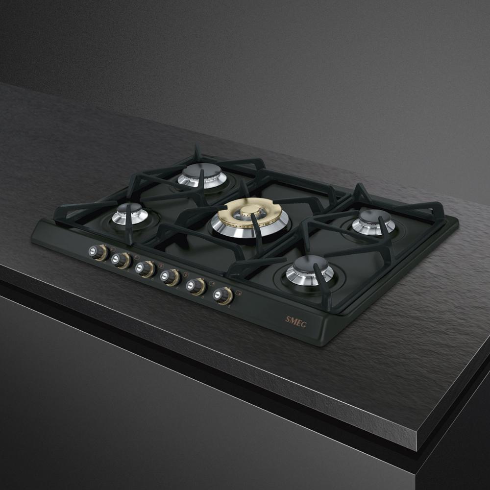 Plynová varná deska Cortina s 5 varnými zónami, 75 cm, SR775, antracit