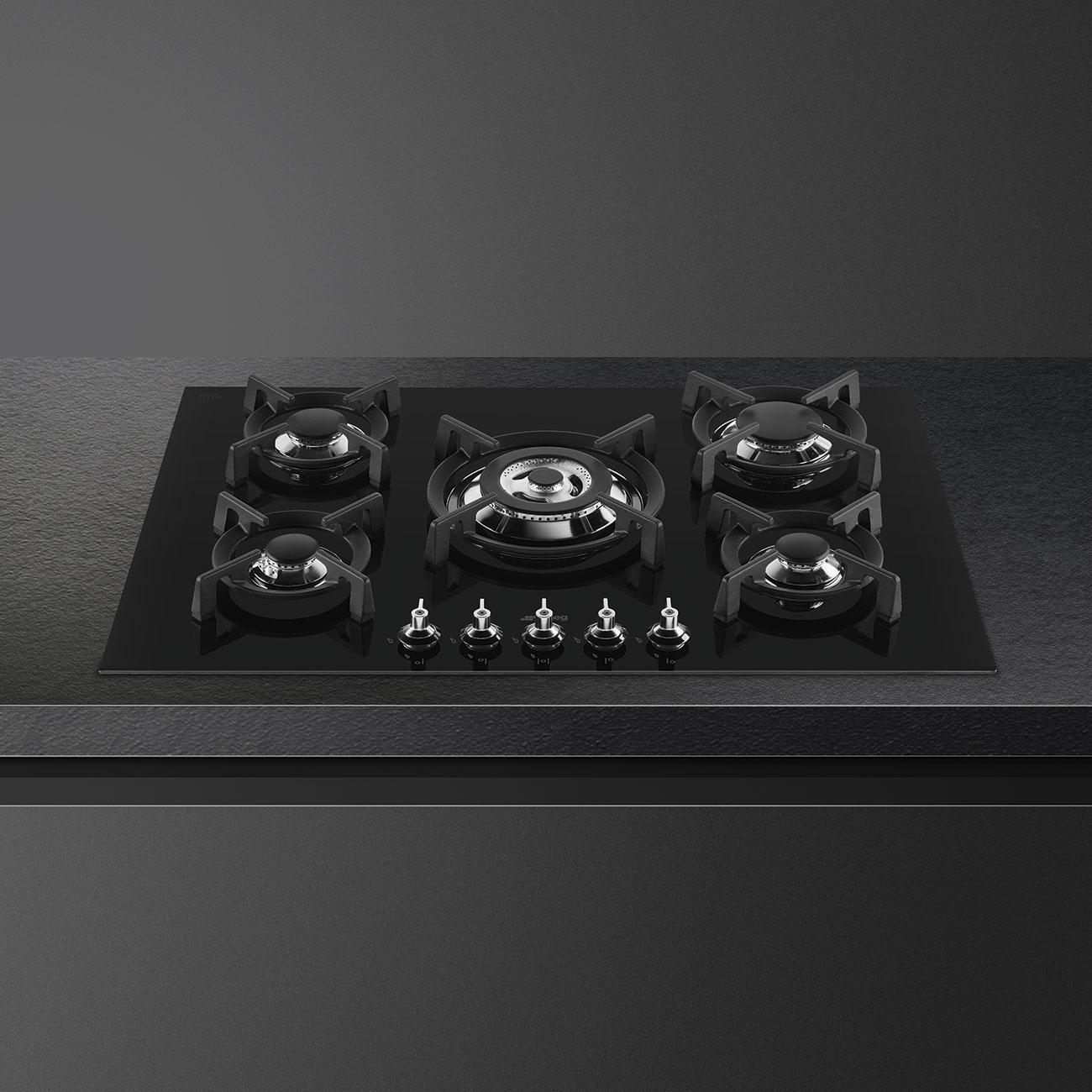 Plynová varná deska Classic, PV375CN, 75 cm, sklokeramika, 5 varných zón, černá