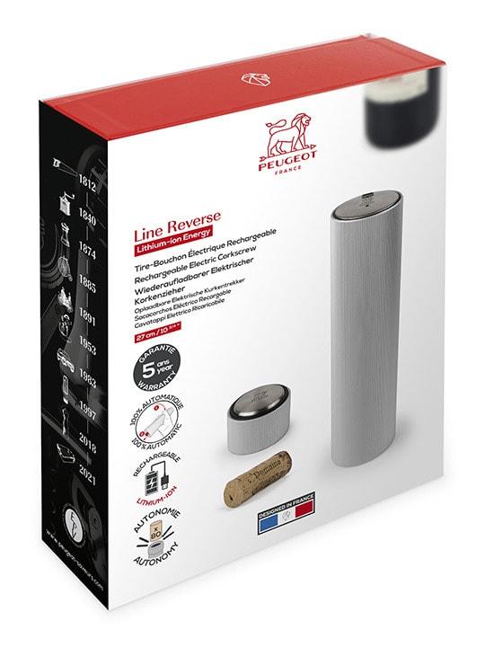 PEUGEOT LINE REVERSE elektrická vývrtka 21 cm, aluminiová světlá 