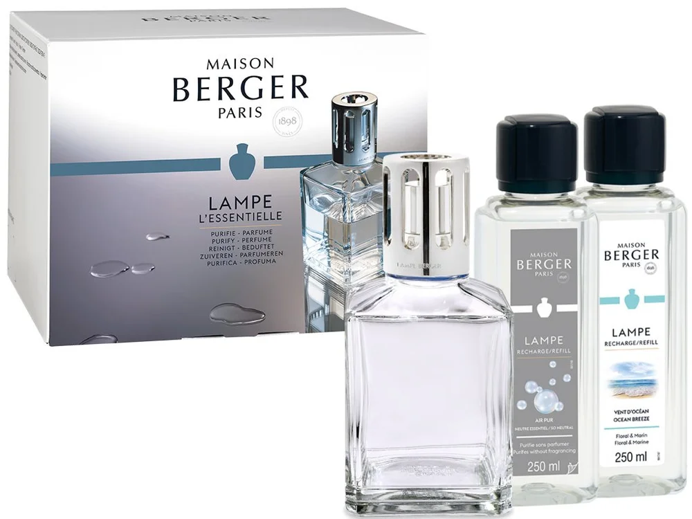 Dárková sada: katalytická lampa Essential Cube + Mořský vzduch, 250 ml + So Neutral 250 ml