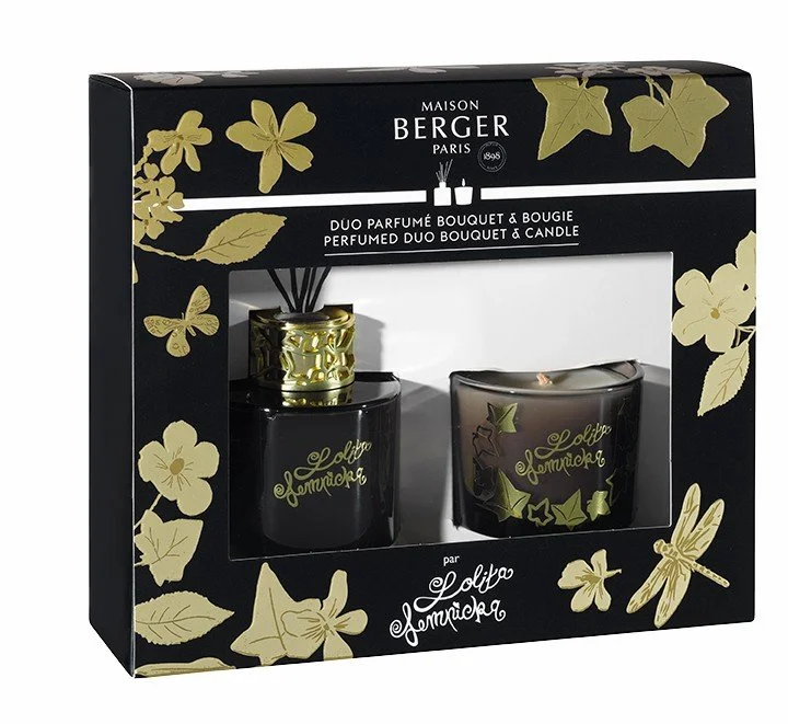 Dárková sada Duo Mini Lolita Lempicka: aroma Difuzér s náplní 80 ml + vonná svíčka 80 g, černá