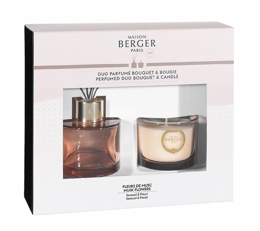BERGER N Senso Mini duo Květy pižma difuzér 80ml + svíčka 80g pudrová (C22021)