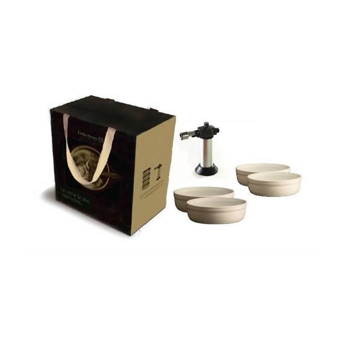 EH Akční set - 4 misky Creme brulee s flambovací pistolí, slonová kost (EOL)