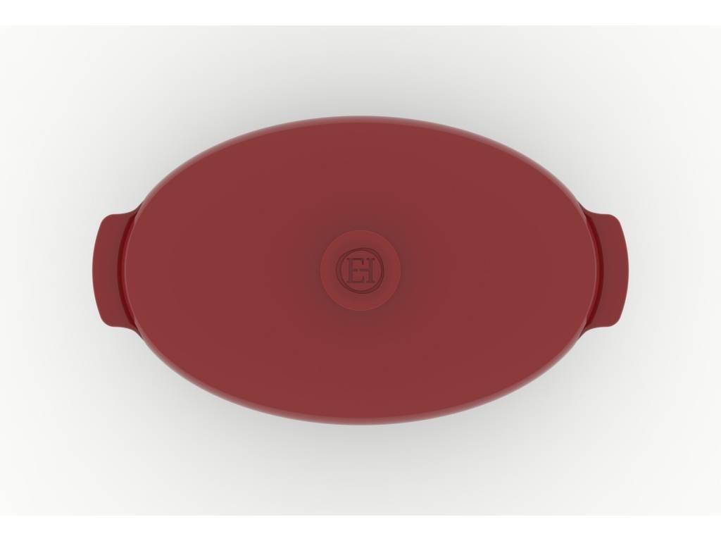 Oválný keramický pekáč s poklicí, 41,5 x 24,5 cm / 5,8 l, granátový