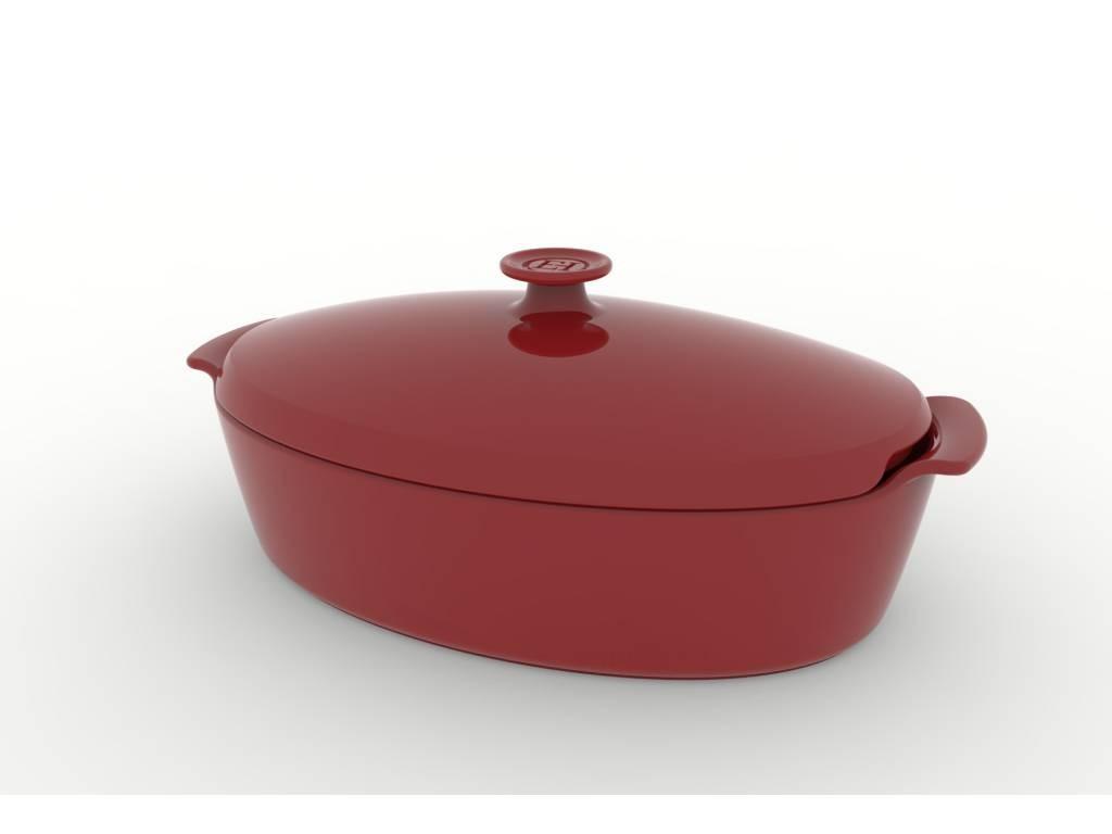 Oválný keramický pekáč s poklicí, 41,5 x 24,5 cm / 5,8 l, granátový