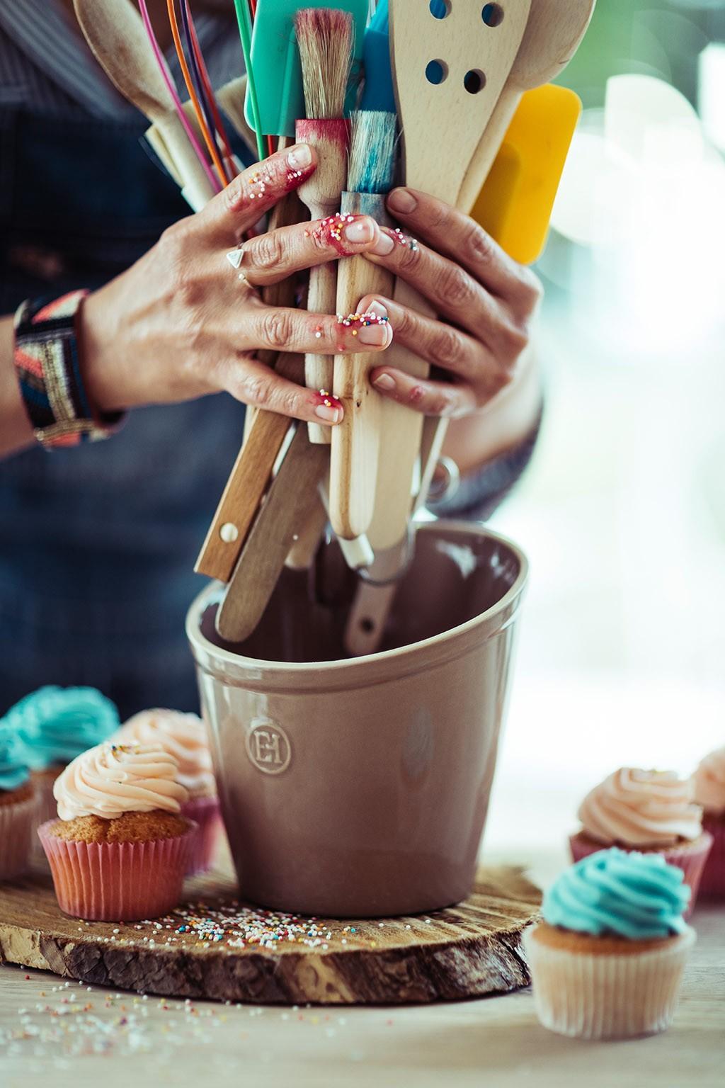 Keramická nádoba na kuchyňské nástroje, 14 x 14 cm, slonová kost