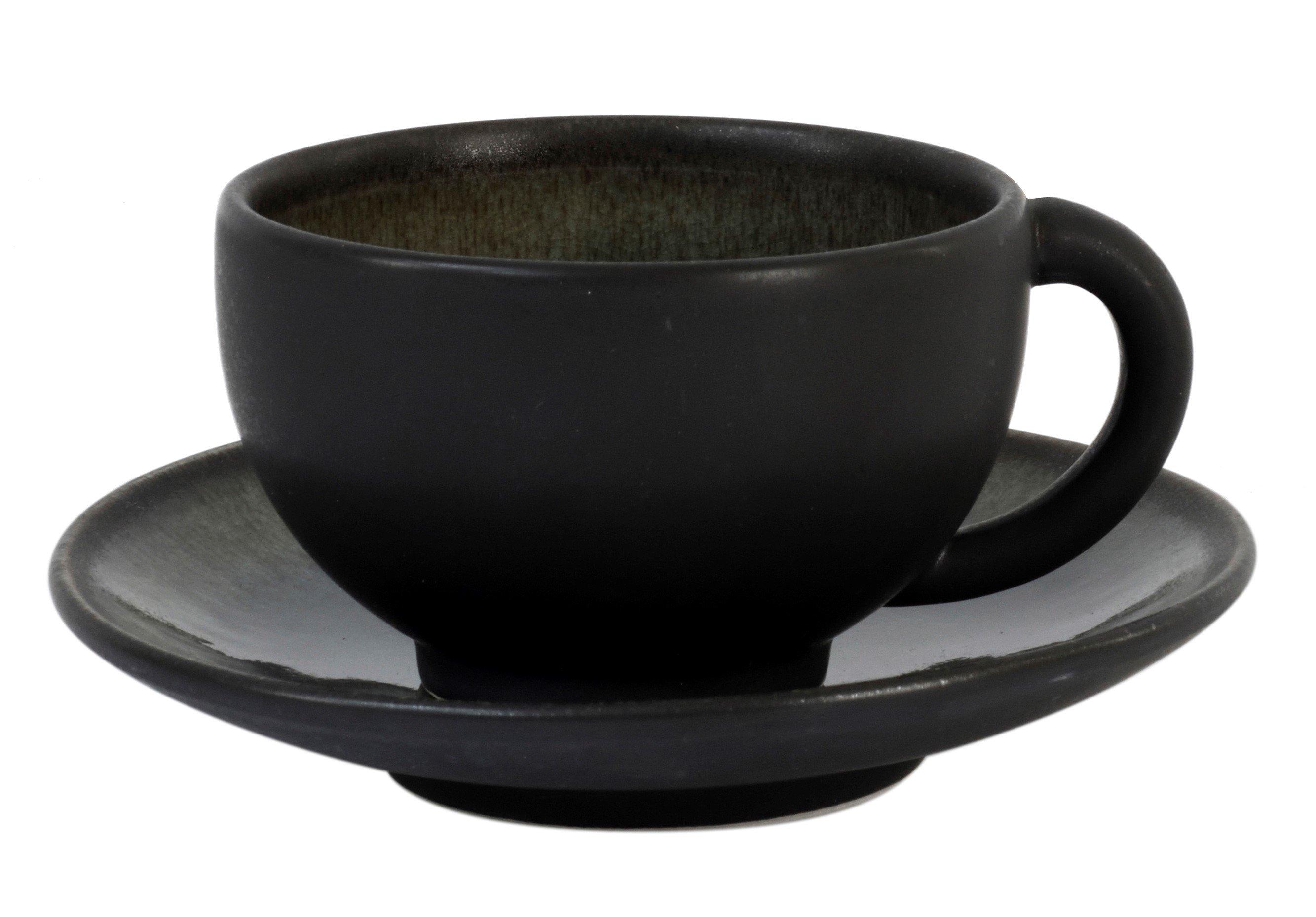 Jars Tourron Velký hrnek s podšálkem zeleno-černá 12 cm / 45cl