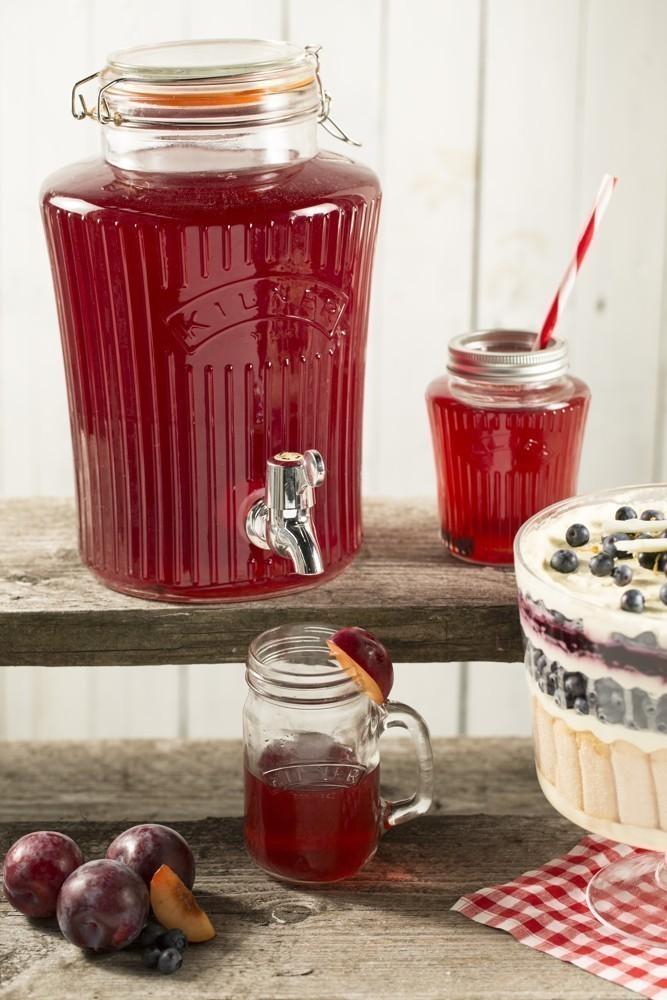 KILNER skleněný nápojový automat s kohoutekm 5l fasetový design