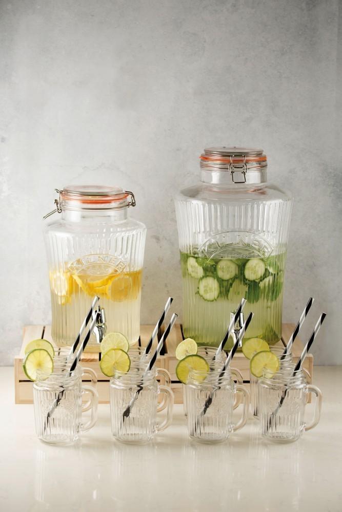 KILNER skleněný nápojový automat s kohoutkem 8l fasetový design (EOL)