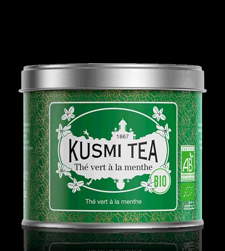 Sypaný zelený čaj Spearmint green tea Bio, kovová dóza 100 g