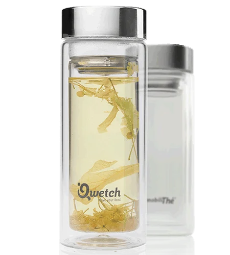 Dvoustěnná skleněná termoska QWETCH, 0,35 l