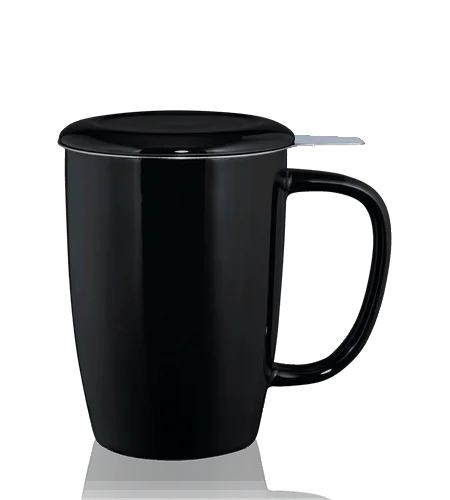 Vysoký hrnek na čaj T.TOTEM s nerezovým sítkem, 0,44 l, černý