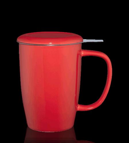 Vysoký hrnek na čaj T.TOTEM s nerezovým sítkem, 0,44 l, červený
