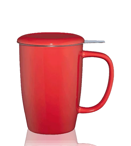 Vysoký hrnek na čaj T.TOTEM s nerezovým sítkem, 0,44 l, červený