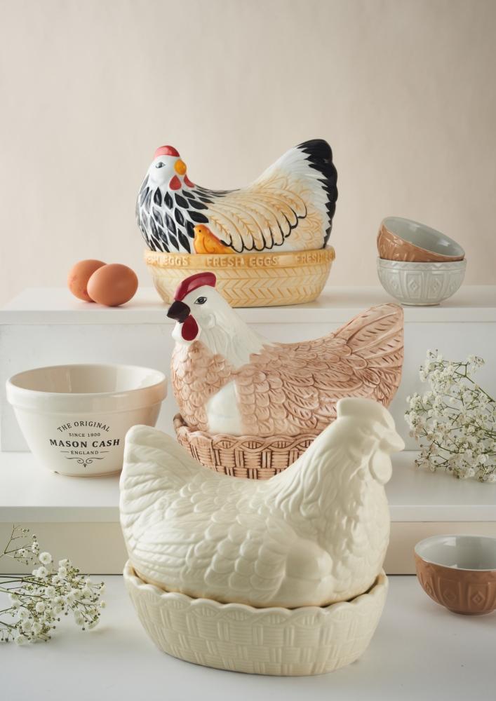 Mísa s víkem tvaru slepice Hen Nest, krémová