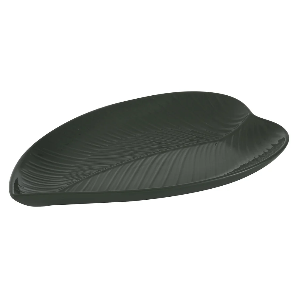 talíř, In the forest, zelený, tvar List, Ø 26 cm