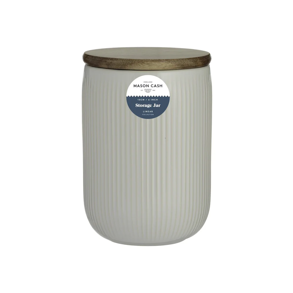 Dóza s dřevěným víkem Linear Collection, bílá, objem 650 ml