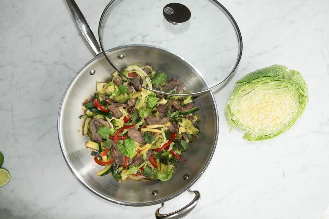 Nerezová pánev Wok se skleněnou poklicí M´Cook, 32 cm / 5 l