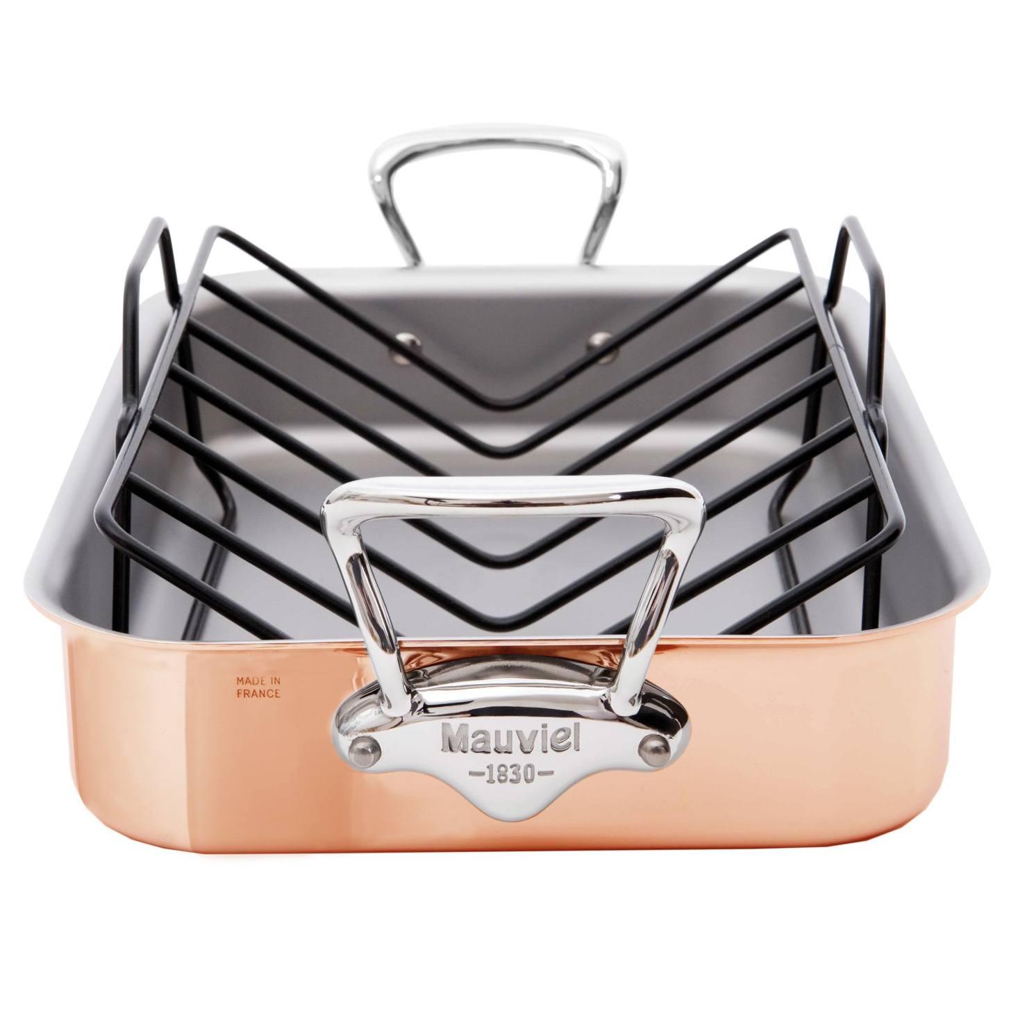 Měděný pekáč s nerezovými uchy a roštem, M’héritage 150 S, 30 x 22 cm