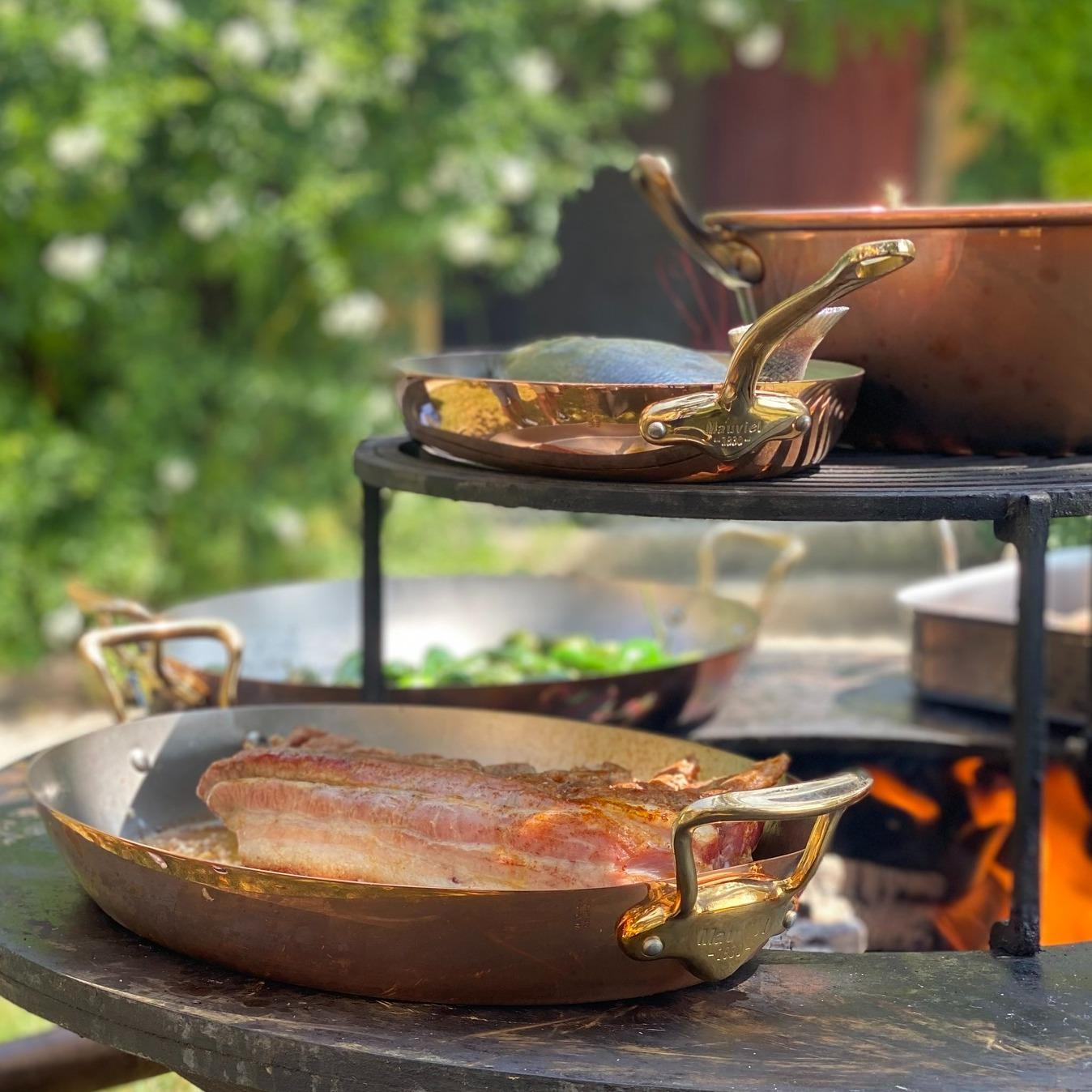 Oválná měděná pánev s bronzovou rukojetí, M’Héritage 150 B, 35 x 23 cm / 2,3 l