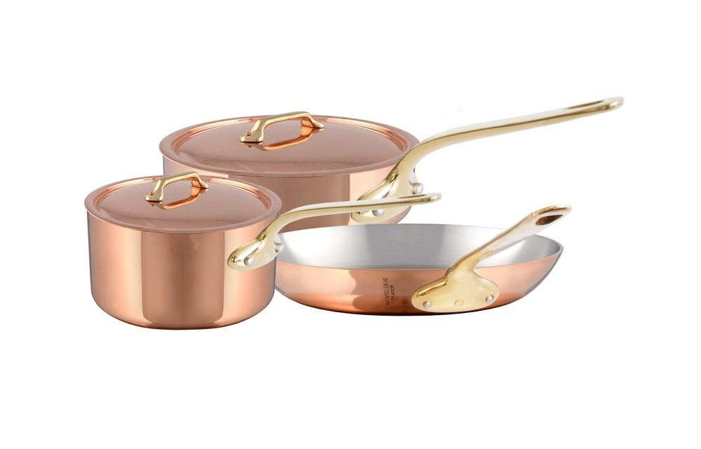 MAUVIEL M'3S 360 Sada omáčník 16, soté pánev 24 a pánev 26 cm, rukojeť bronz(EOL)