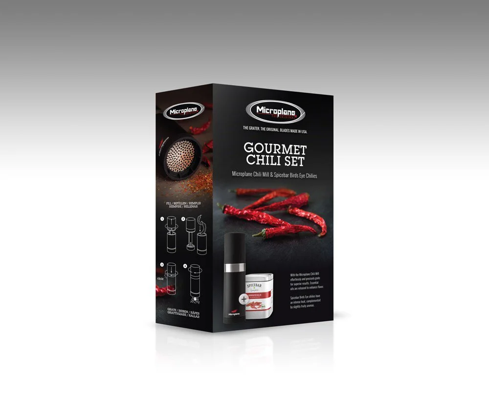 Dárková sada mlýnek na chilli + plechovka chilli papriček