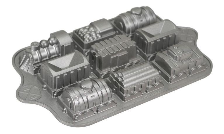 NW Mini bábovky Vláček plát s 9 formičkami vagonků 5 cup stříbrná