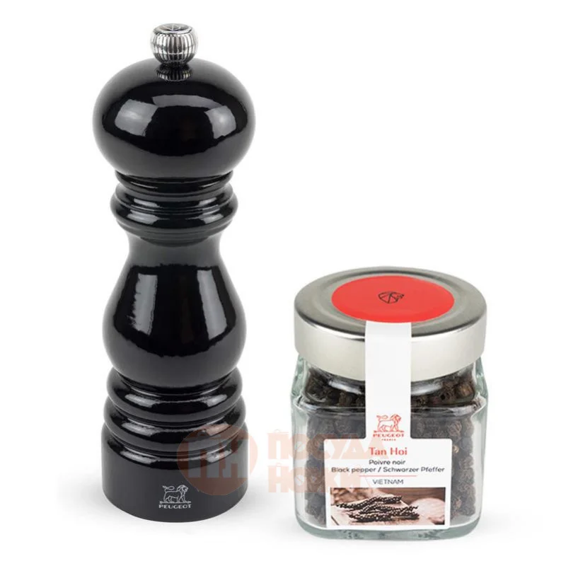 PEUGEOT Dárkový set Paris U-Select mlýnek na pepř 18 cm černý lak, Tan Hoi pepř 70g (EOL)