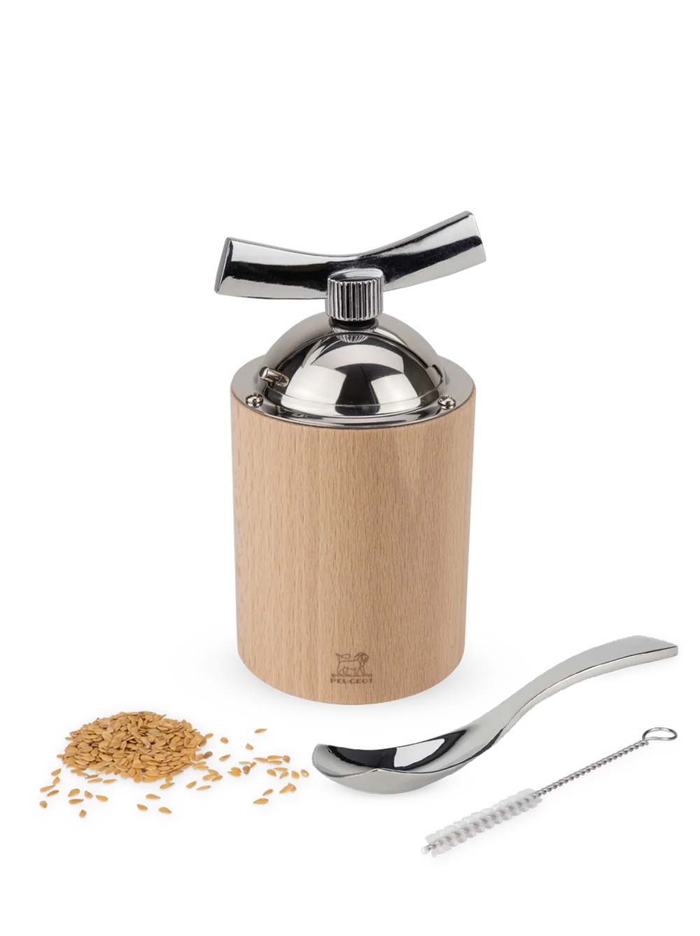 Mlýnek na lněné semínko Isen, 13 cm + nerezová lžička a kartáček