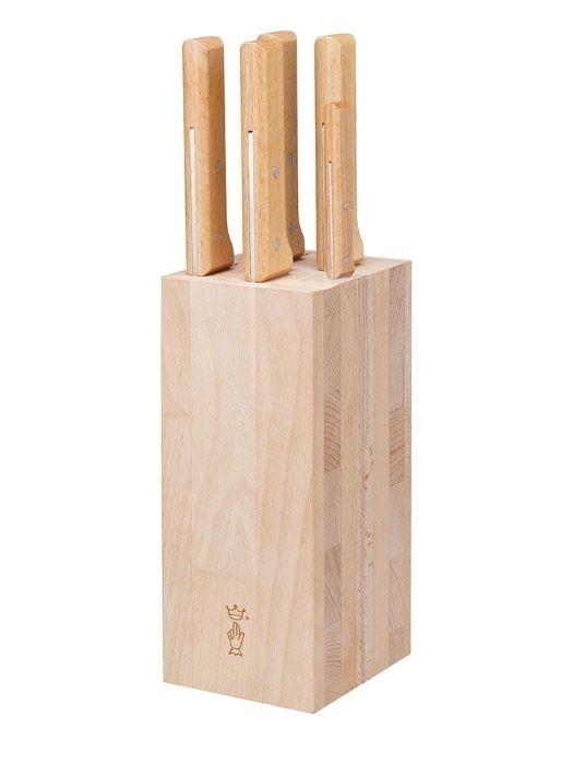 Blok s noži Parallele Bread, 5ks (kuchařský, Santoku, nůž na chléb, porcovací nůž, nůž na maso)