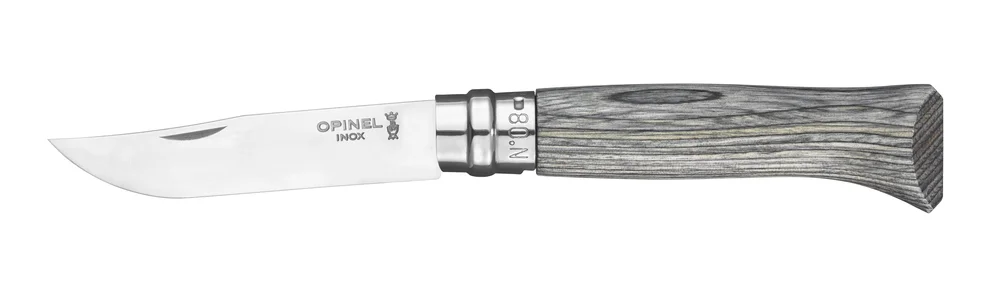 Zavírací nůž N°08, rukojeť finská bříza, 8,5 cm, šedivá