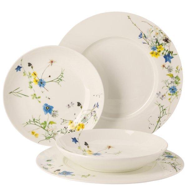Dárková sada porcelánu Brillance Fleurs des Alpes, talíře, 4ks