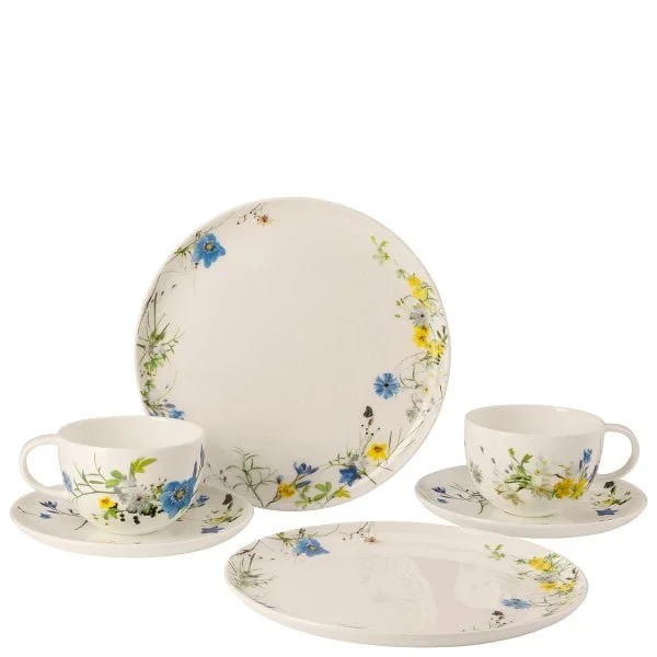 Dárková sada porcelánu Brillance Fleurs des Alpes, kombi šálky, talíře, 6 ks