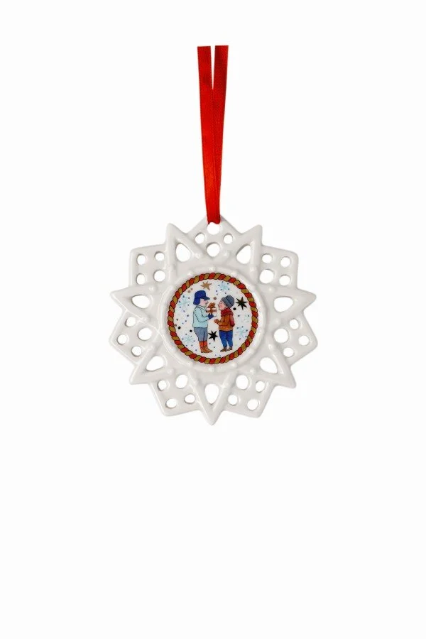 Porcelánová Vločka motiv Kamarádi, Vánoční dárky, Ø 7,5 cm