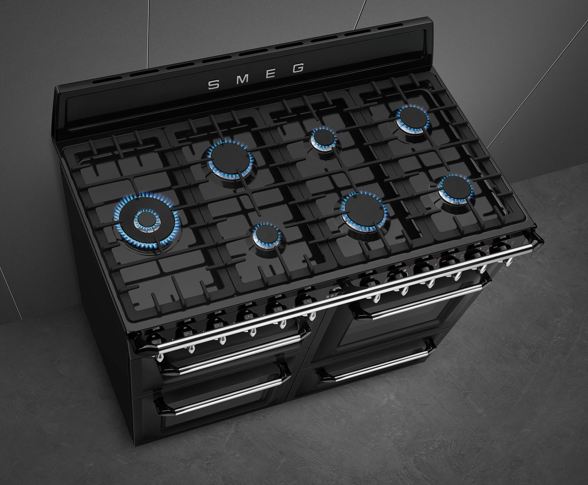 Kombinovaný sporák Victora s plynovou varnou deskou a horkovzdušnou troubou, TR4110, černá