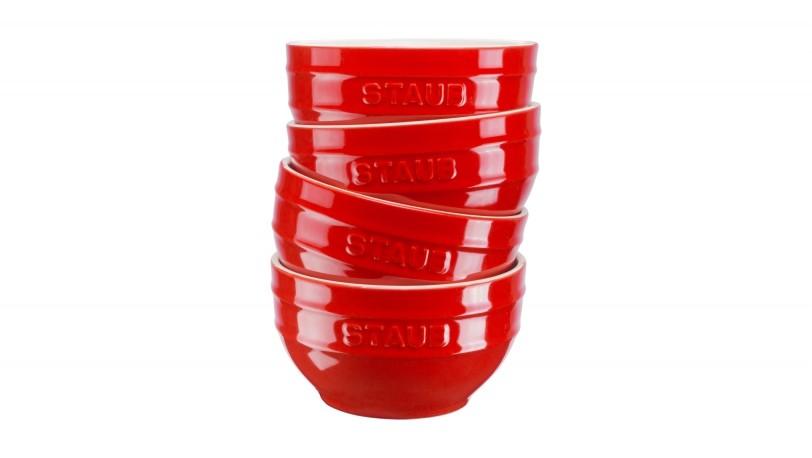 Sada 4 keramických misek, Ø 12 cm, višeň