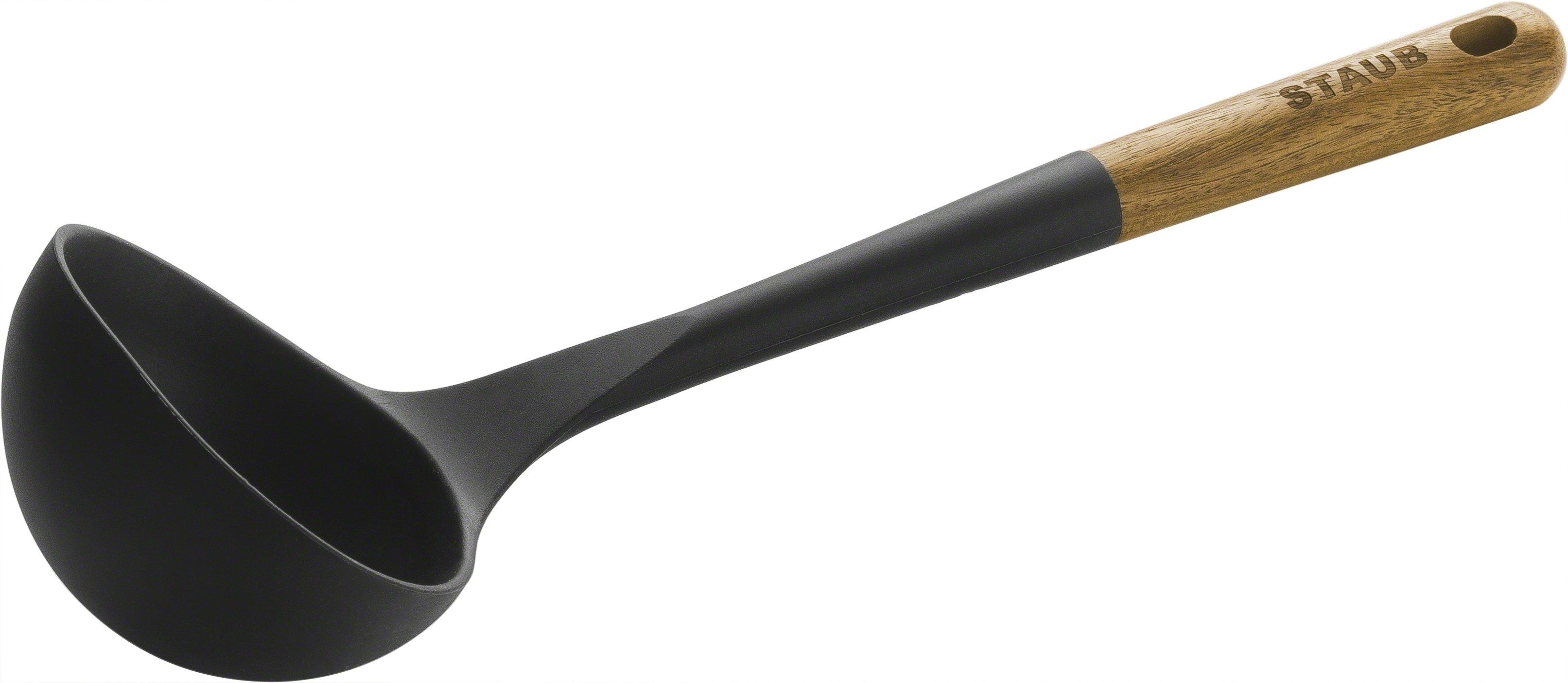 Naběračka silikonová, s dřevěnou rukojetí, 31 cm 