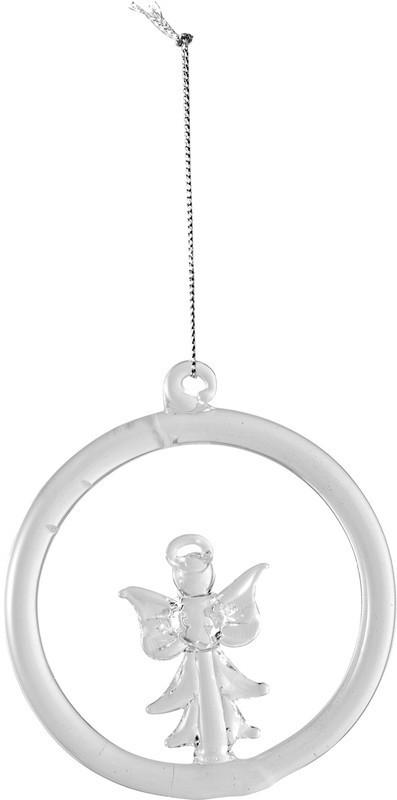 Christmas Decoration závěsná skleněná dekorace anděl a ptáček, 2 ks