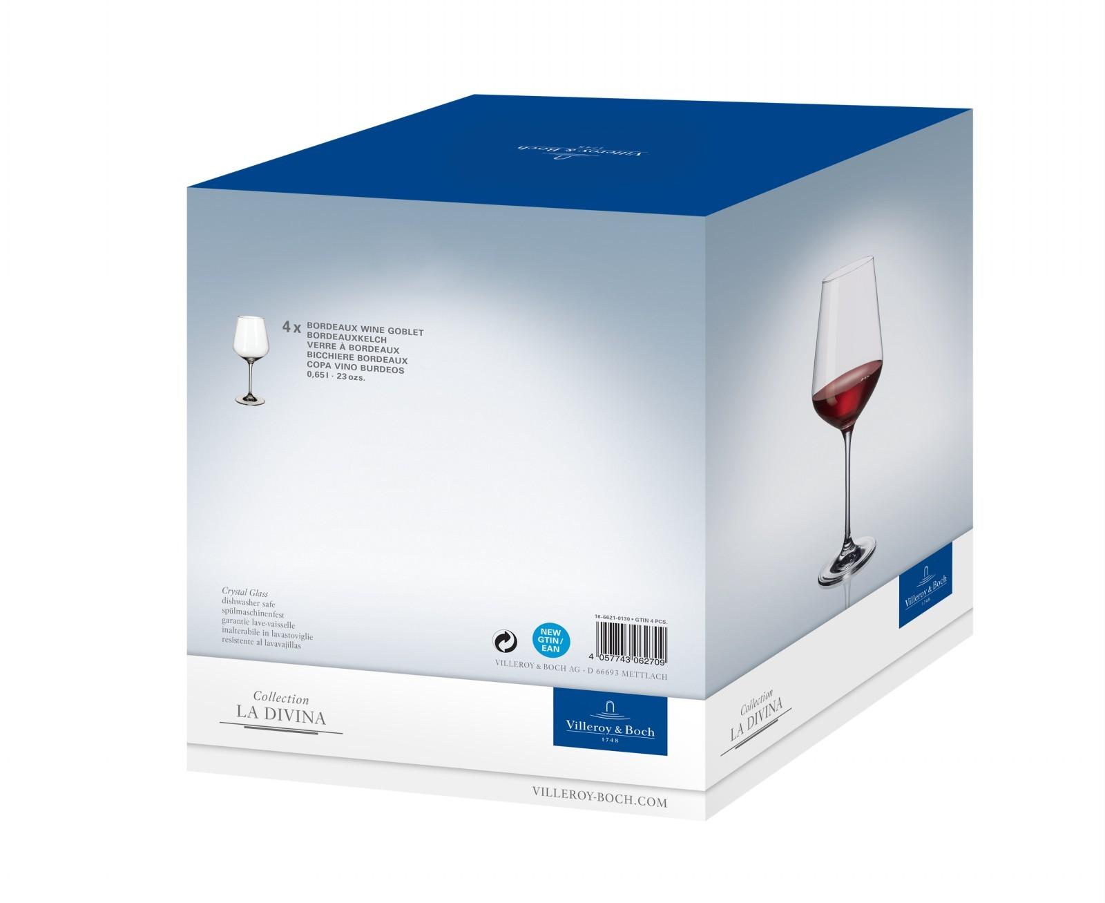 V&B LaDivina Sklenice na Bordeaux, set 4ks