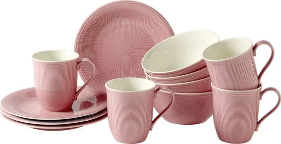 Like Color Loop Rose porcelánová snídaňová sada, 12 ks