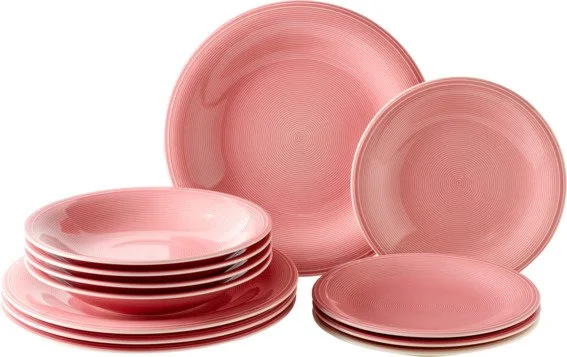 Like Color Loop Rose porcelánová jídelní sada, 12 ks