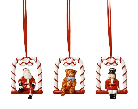 Nostalgic Ornaments vánoční závěsná dekorace, houpačky z cukrových lízátek, 3 ks