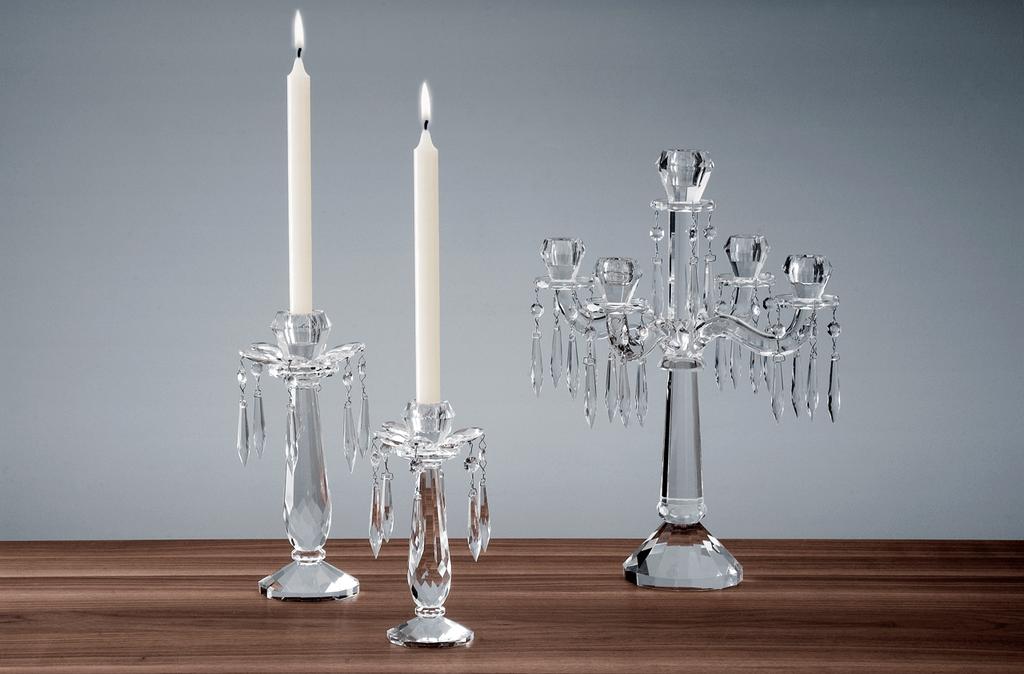 Retro skleněný svícen, 28 cm