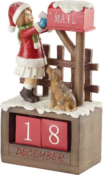 Winter Collage Accessoires adventní kalendář, děvčátko u schránky, 22,5 cm