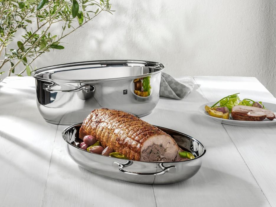 Oválný nerezový pekáč s multifunkční poklicí Plus, 8,5 l