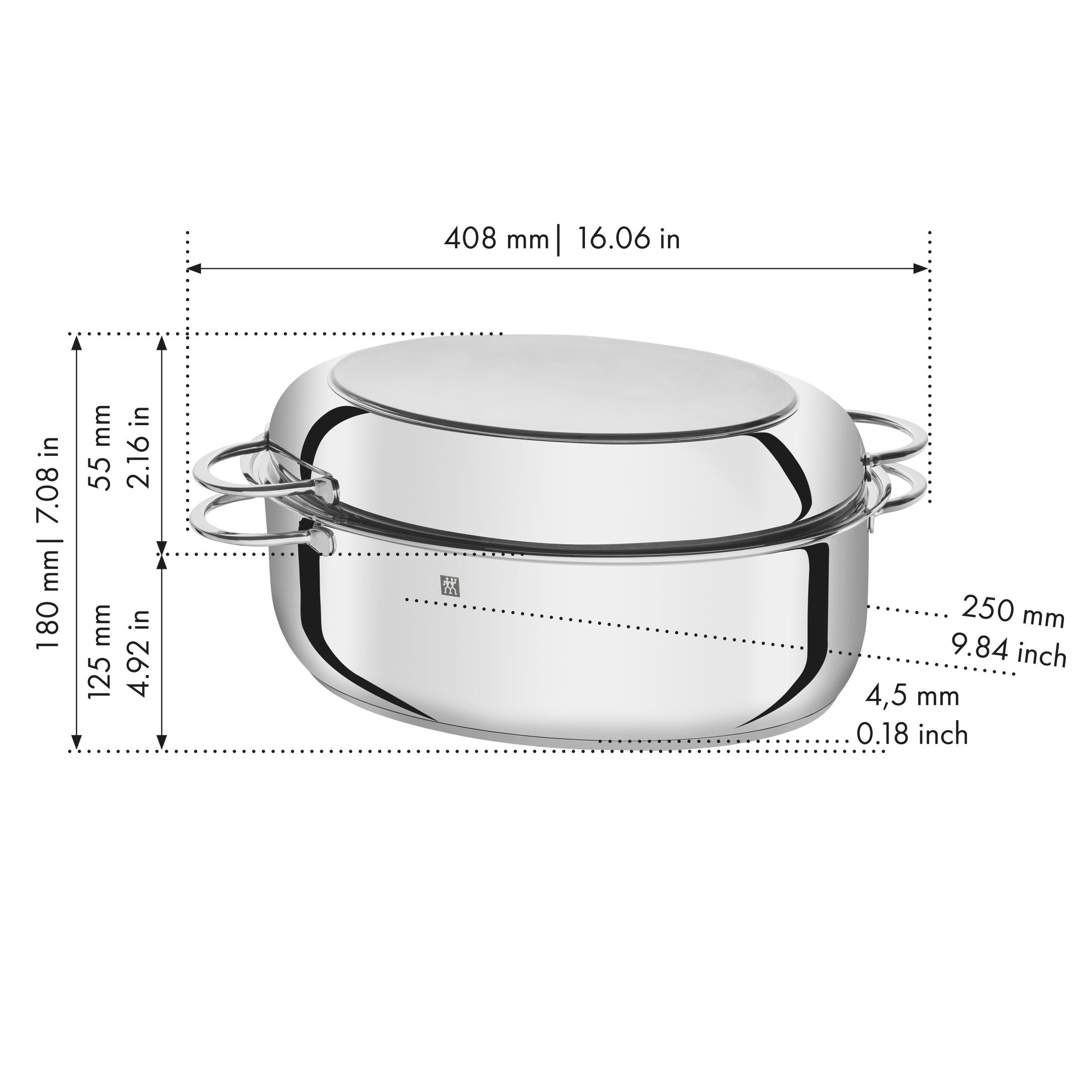 Oválný nerezový pekáč s multifunkční poklicí Plus, 8,5 l