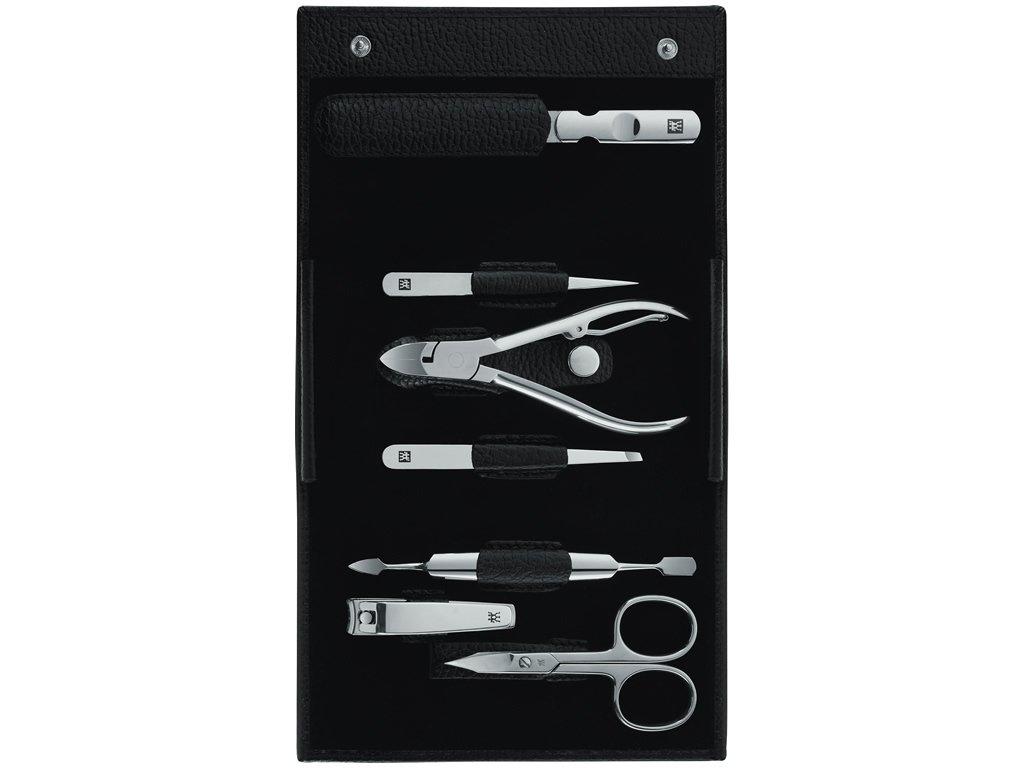 Classic Inox manikúra, černá kůže, 7 ks