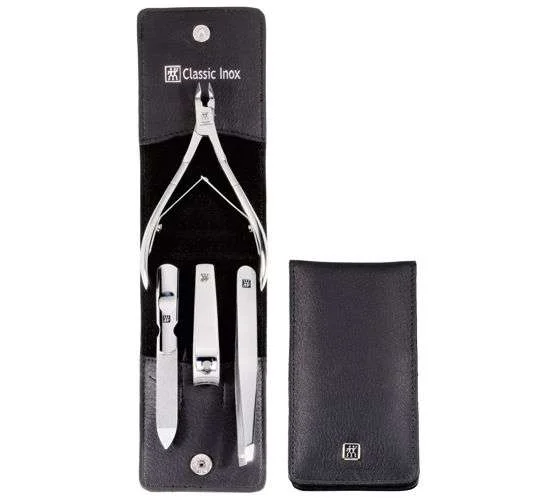 Classic Inox manikúra, černá kůže, 4 ks